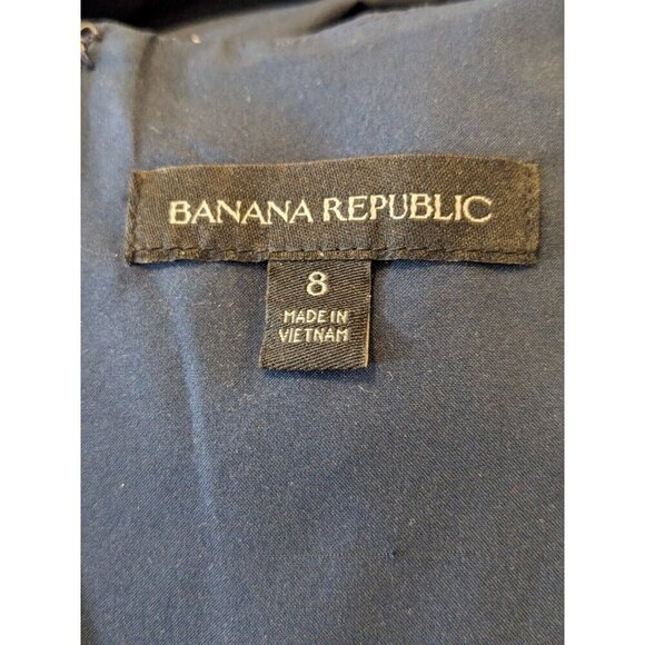Banana Republic Dress Womens Size 8 Navy Silver Bow Striped Sheath Career Party - Picture 7 of 8